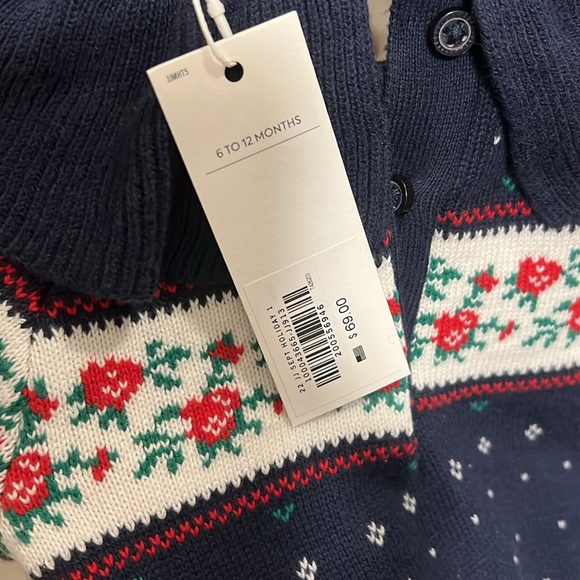 Janie and Jack BABY ROSE FAIR ISLE SWEATER ROMPER - Picture 4 of 4